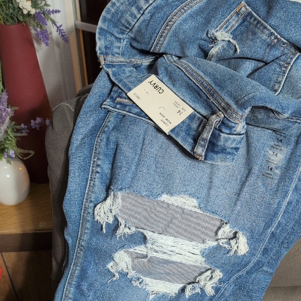 American Eagle Outfitters Distressed Blue Boyfriend Jeans